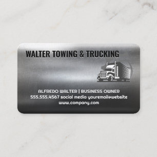Semi Truck Transport Logotyp Industriell Metalli Visitkort