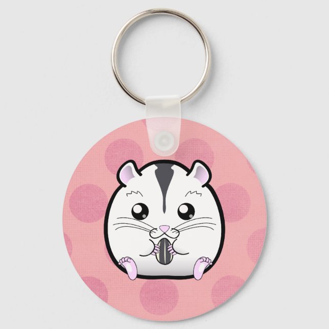 Semi White Russian Dwarf Hamster Nyckelring (Framsida)