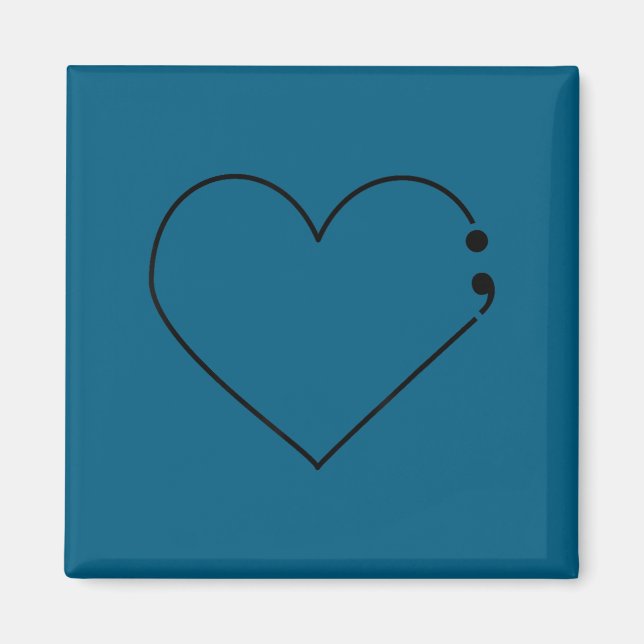 Semicolon Heart Mental Health Awareness Therast De Magnet (Framsidan)