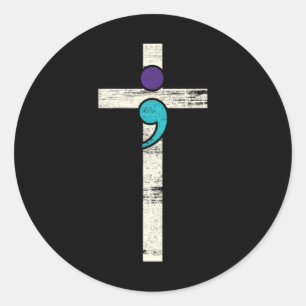 Semicolon Kor Mental Health Awareness Costume Wa Runt Klistermärke