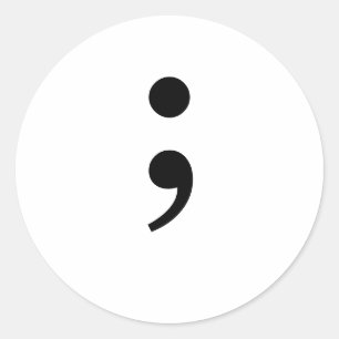 Semicolon Sticker Runt Klistermärke