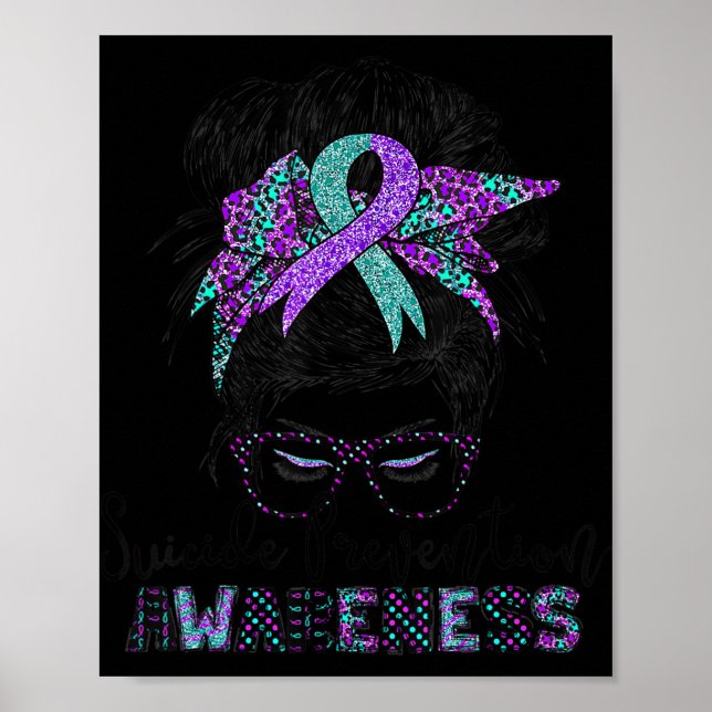 Semicolon Suicide Awareness Messy Hair Bun for Wom Poster (Framsidan)