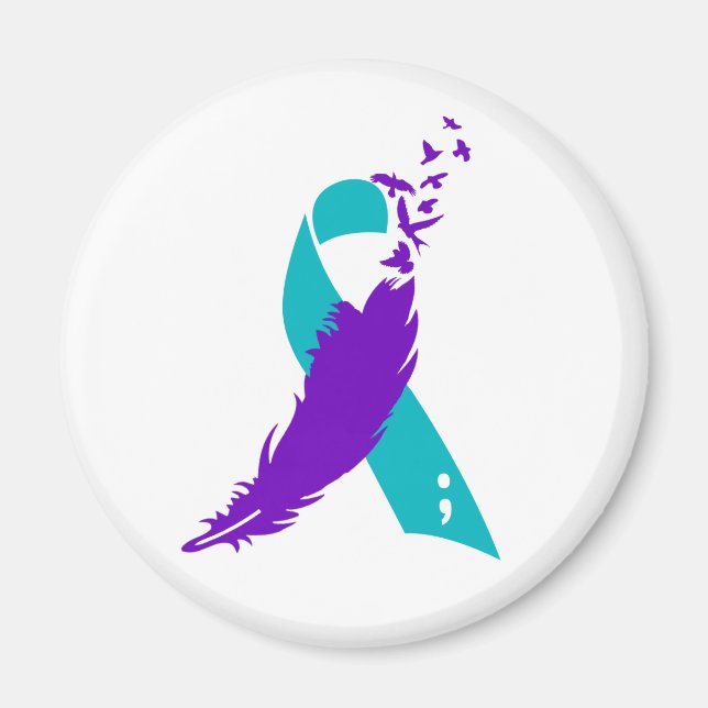 Semicolon Suicide Awareness Ribbon Magnet (Framsidan)