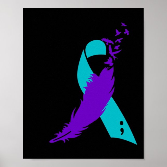 Semicolon Suicide Awareness Ribbon Poster (Framsidan)