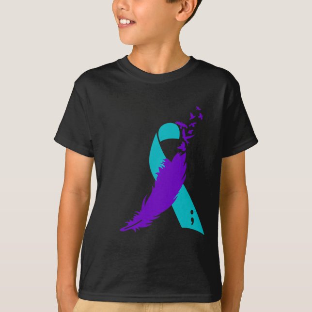 Semicolon Suicide Awareness Ribbon T Shirt (Framsida)