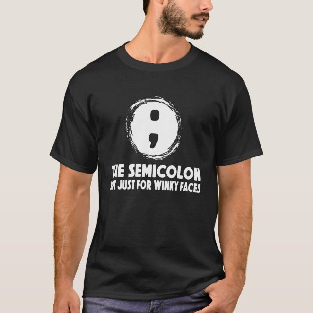 Semicolon Winky Ansikte Grammar T Shirt (Framsida)