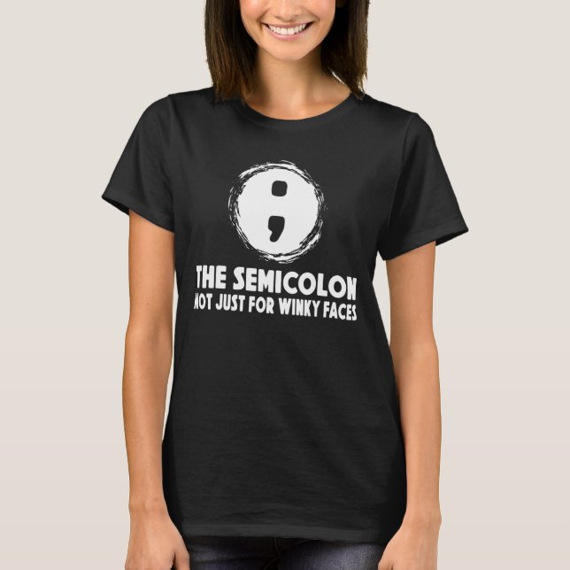 Semicolon Winky Ansikte Grammar T Shirt (Framsida)