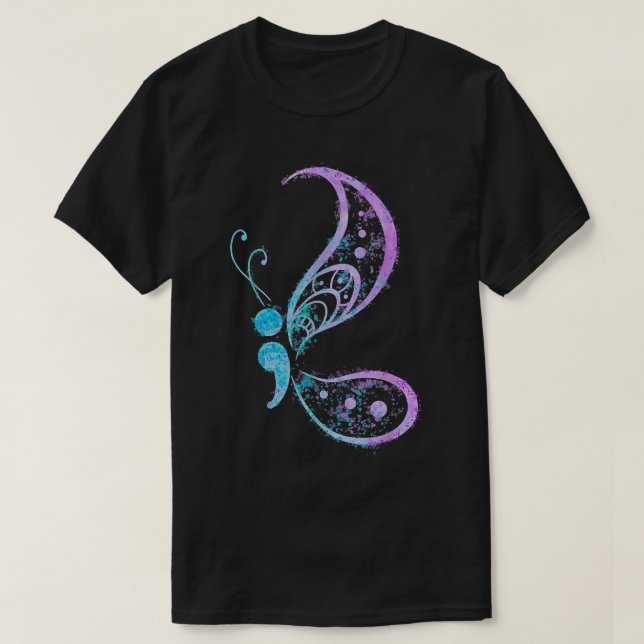 Semikolon Butterfly Mental Health Suicide Awarene T Shirt (Design framsida)