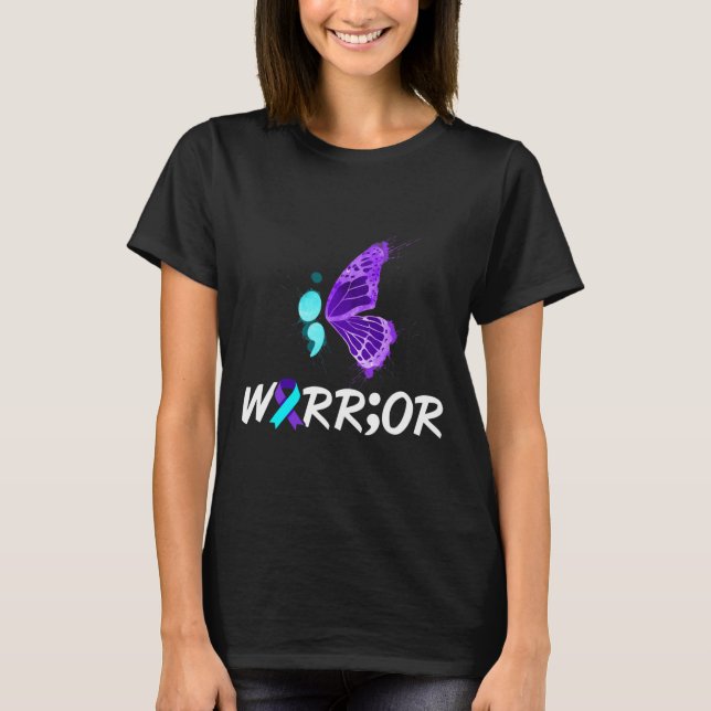 Semikolon Butterfly Suicide Prevention Awareness 1 T Shirt (Framsida)