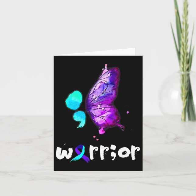 Semikolon Butterfly Watercolor Suiciicide Preventi Kort (Framsida)