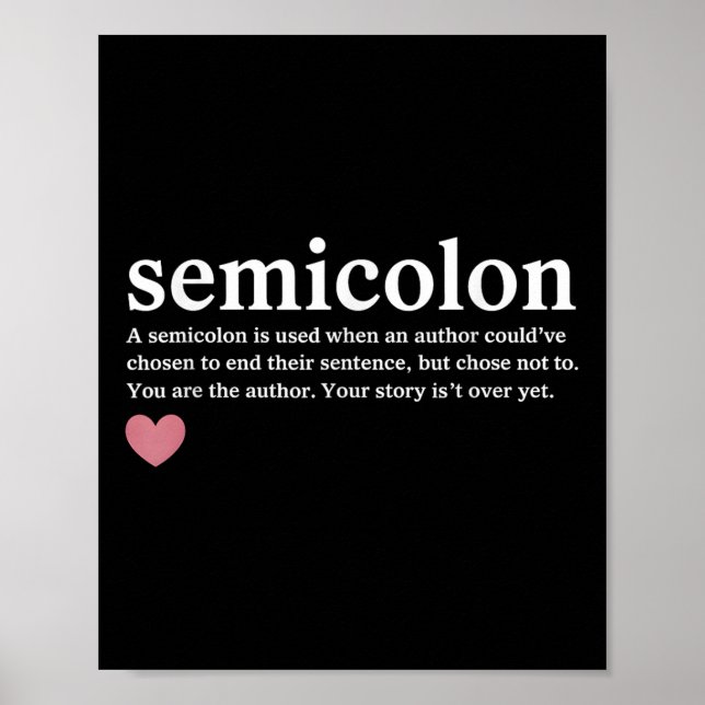 Semikolon Definition Suicide Mental Health Awarene Poster (Framsidan)