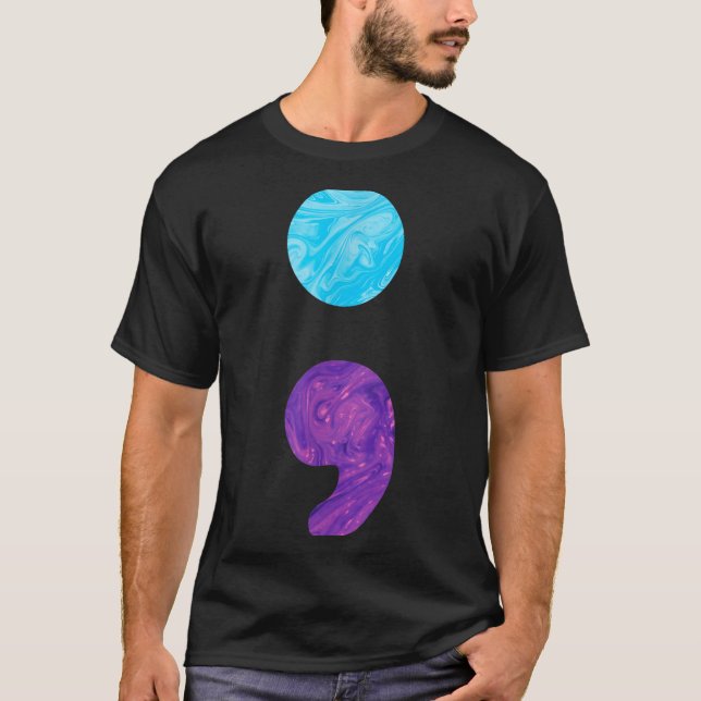 Semikolon depression förebyggande medvetenhet veck t shirt (Framsida)