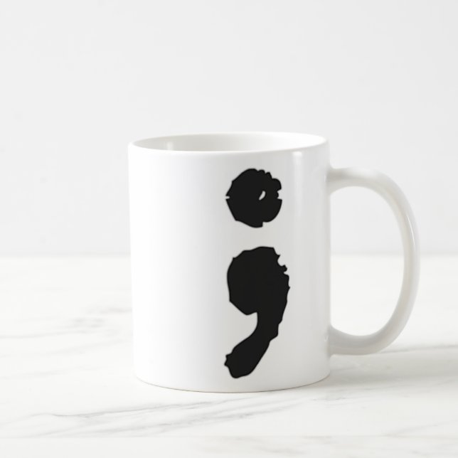 Semikolon, depression och medvetenhet om självmord kaffemugg (Höger)