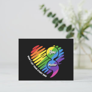 Semikolon HBTQ-förebyggande av självmord Psykisk h Vykort