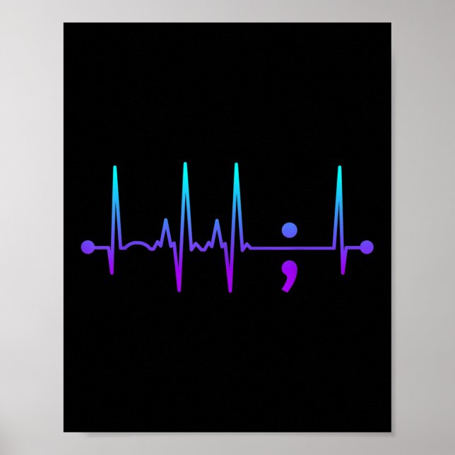 Semikolon Heart Beat Suicide Awareness Suicide Pre Poster (Framsidan)