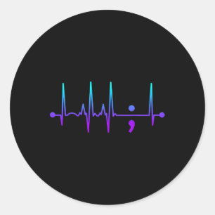Semikolon Heart Beat Suicide Awareness Suicide Pre Runt Klistermärke