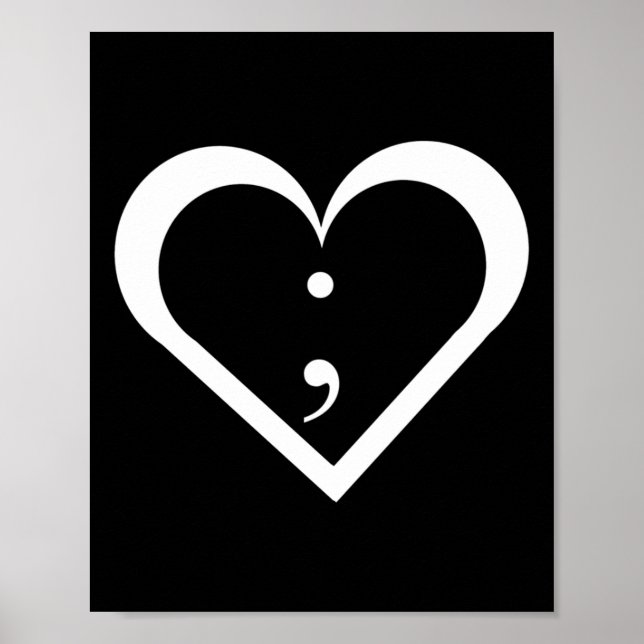 Semikolon Heart Mental Health Awareness Long Sleev Poster (Framsidan)