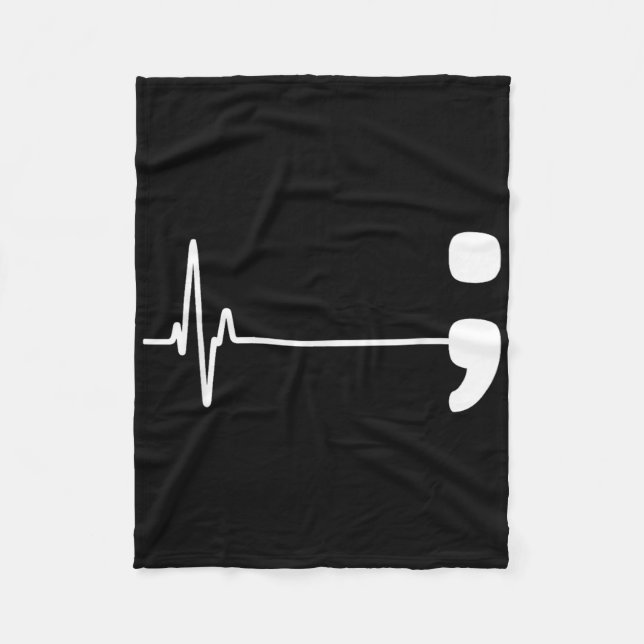 Semikolon Heartslag Flatline Suicide Prevention Aw Fleecefilt (Framsidan)