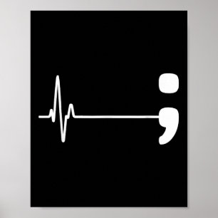 Semikolon Heartslag Flatline Suicide Prevention Aw Poster