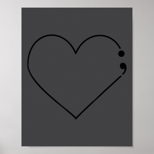 Semikolon Hjärta Psykisk Hälsa Medvetenhet Therast Poster (Framsidan)