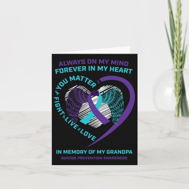 Semikolon minnesmärke för farfar suicidprevention  kort (Framsida)