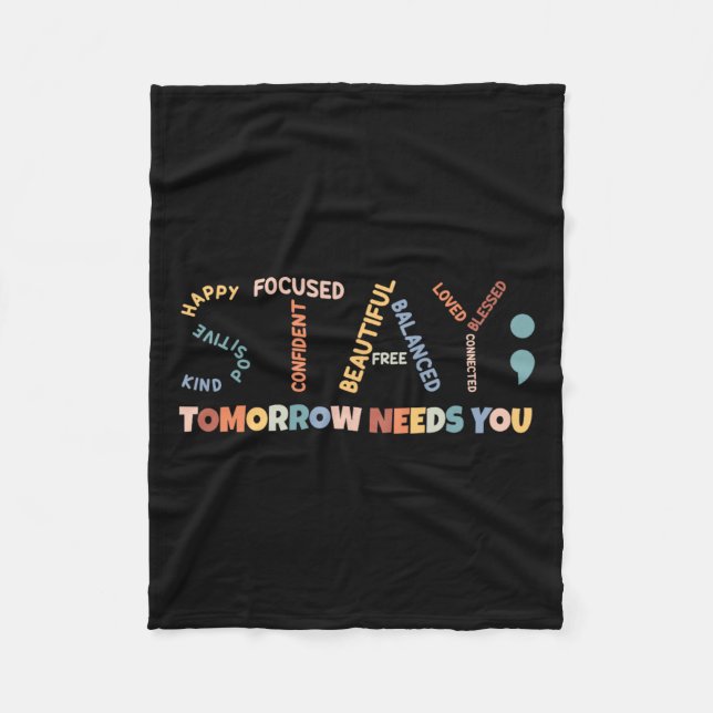 Semikolon Morgondagen behöver din psykiska hälsovå Fleecefilt (Framsidan)