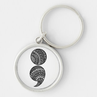 semikolon rund silverfärgad nyckelring