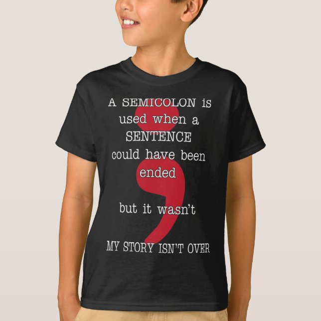Semikolon Suicide Prevention Awareness Min histori T Shirt (Framsida)