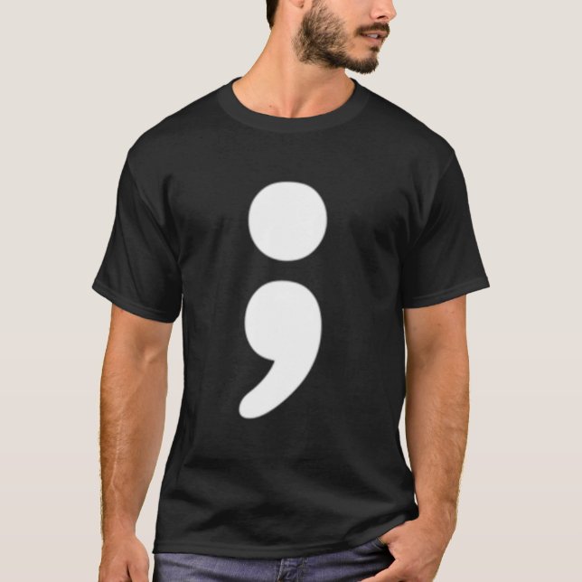 Semikolon Tal-hälsa är viktig medvetenhetsmånad T Shirt (Framsida)