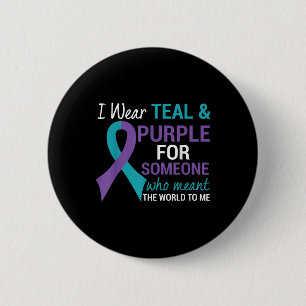 Semikolon Teal& Lila Ribbon Suicide Awarene Knapp