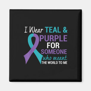 Semikolon Teal& Lila Ribbon Suicide Awarene Magnet