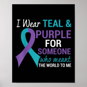 Semikolon Teal&amp; Lila Ribbon Suicide Awarene Poster