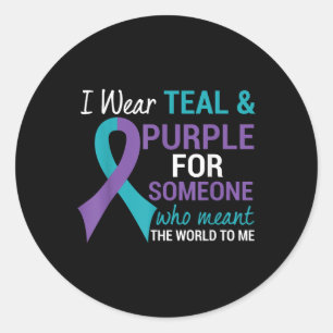 Semikolon Teal& Lila Ribbon Suicide Awarene Runt Klistermärke
