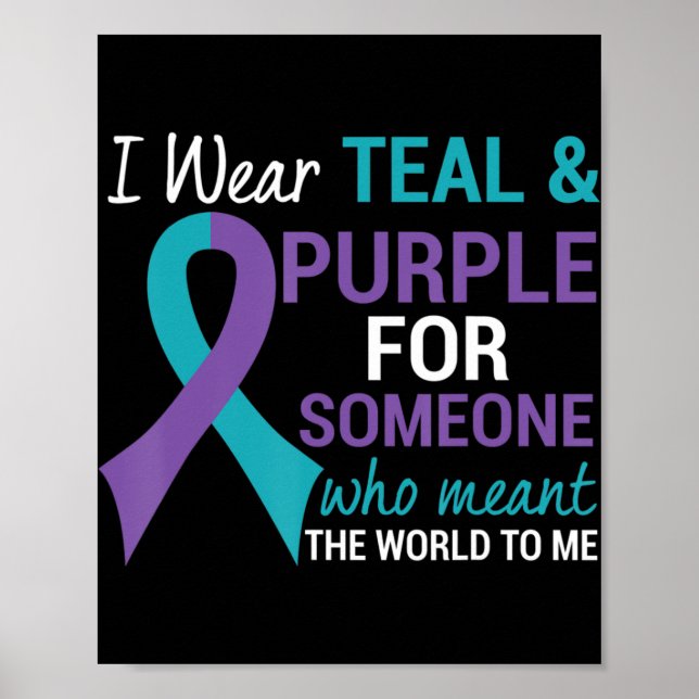 Semikolon Teal and Lila Ribbon Suicide Awareness Poster (Framsidan)