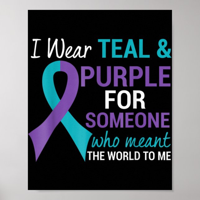 Semikolon Teal and Lila Ribbon Suicide Awareness Poster (Framsidan)