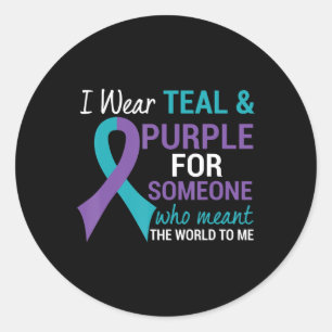 Semikolon Teal and Lila Ribbon Suicide Awareness Runt Klistermärke