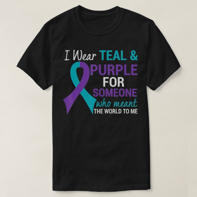 Semikolon Teal & Lila Ribbon Suicide Awareness  T Shirt (Design framsida)