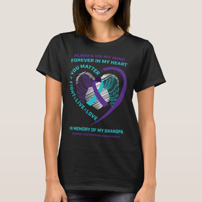 Semikolon till minne av förebyggande av morfar - s t shirt (Framsida)