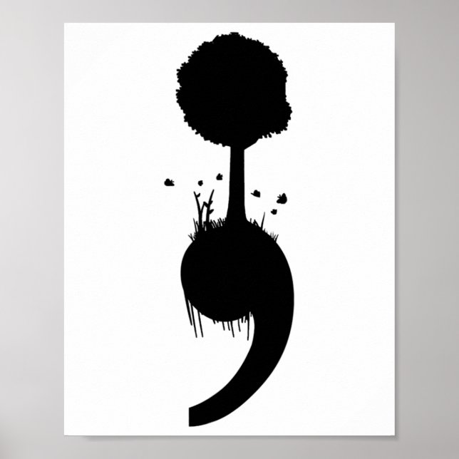 Semikolon Träd Suicide Depression Prevention Poster (Framsidan)