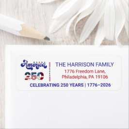 Semikvartssekelsjubileum Amerika 250-årsjubileum Returadress Etikett