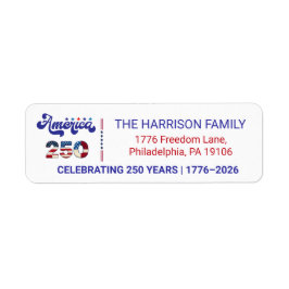 Semikvartssekelsjubileum Amerika 250-årsjubileum Returadress Etikett