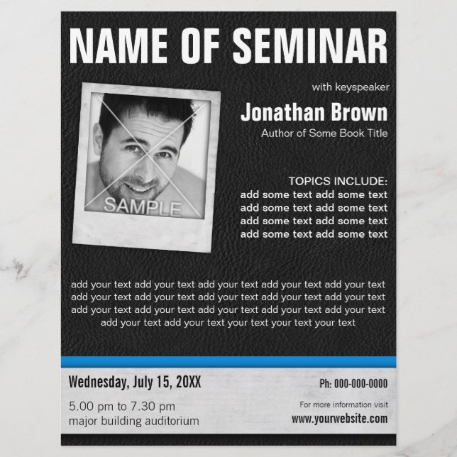 Seminarieminarier för läderfoto reklamblad (Framsidan)