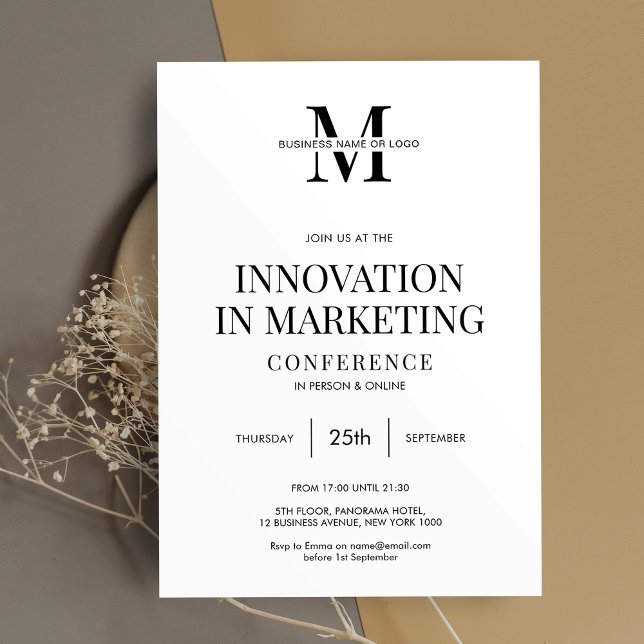 Seminarium om minimal modern Logotyp Inbjudningar (Fully customizable minimalist business conference event invitation)