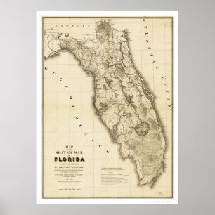 Seminole Krig Florida Karta 1839 Poster