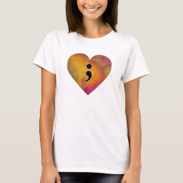 Semiolon Watercolor Heart Mental Health Awareness T Shirt