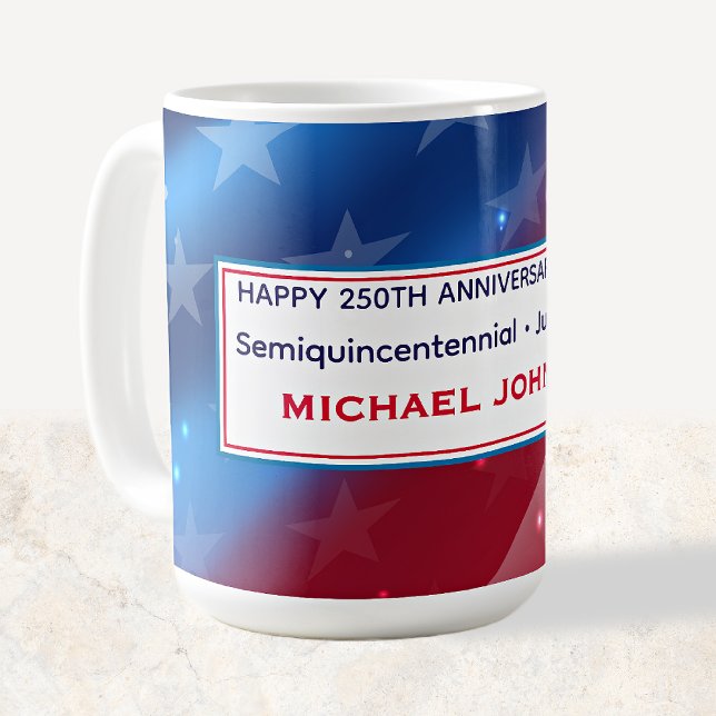 Semiquincentennial Färgrik Patriotisk Flaggmönster Kaffemugg (Skapare uppladdad)