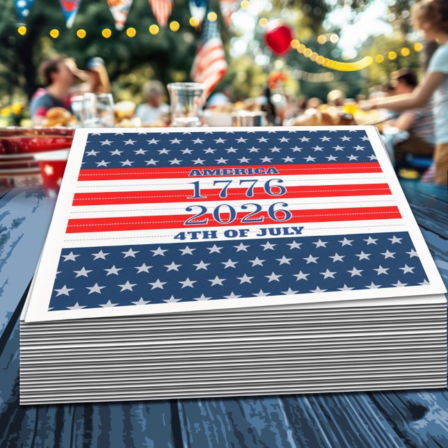 Semiquincentennial Navy Stars & Stripes 1776 2026 Pappersservett (Skapare uppladdad)