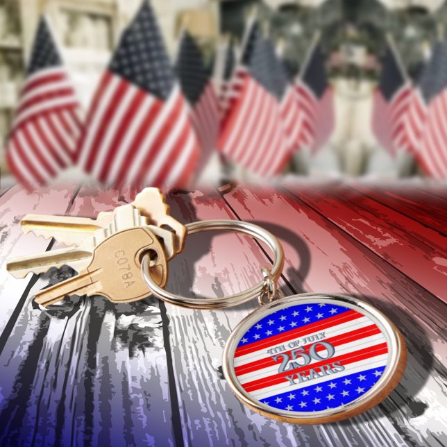 Semiquincentenniala stjärnor och ränder 250:e rund silverfärgad nyckelring (Skapare uppladdad)