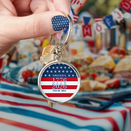 Semiquincentenniala stjärnstripor Amerika 1776 202 Rund Silverfärgad Nyckelring