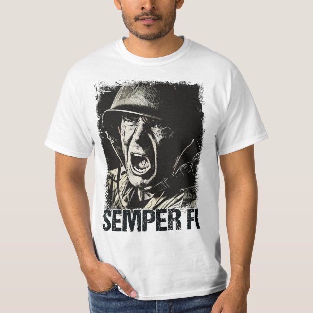 ✪ SEMPER FI ✪ Alltid Faithful Veteran Soldier T Shirt (Framsida)